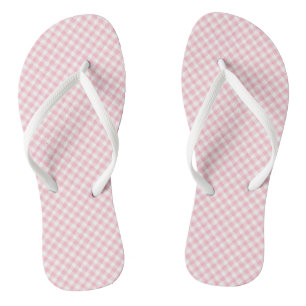 Pink and White Small Size Diagonal Gingham Checks Jandals