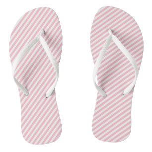 Pink and White Small Size Diagonal Stripes Jandals