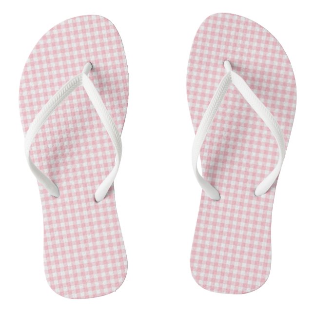 Pink and White Small Size Gingham Checks Jandals (Footbed)