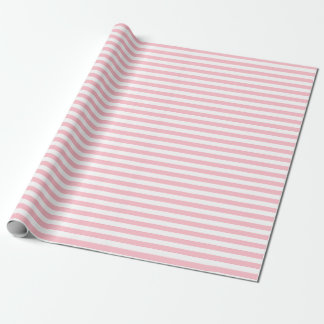 Pink and White Small Size Horizontal Stripes Wrapping Paper