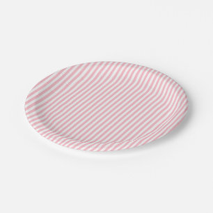 Pink and White Small Size Stripes Paper Plate