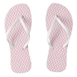 Pink and White Small Size Vertical Chevron Stripes Jandals