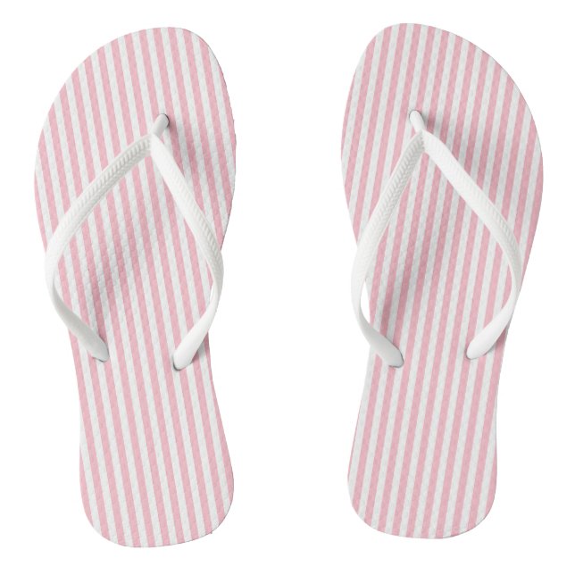 Pink and White Small Size Vertical Stripes Jandals (Footbed)