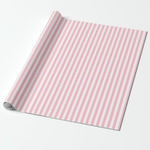 Pink and White Small Size Vertical Stripes Wrapping Paper
