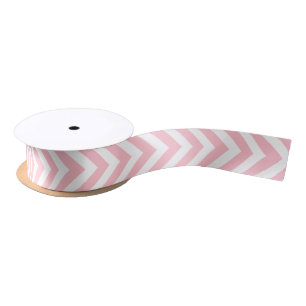 Pink and White Small Vertical Chevron Ribbon Satin Ribbon