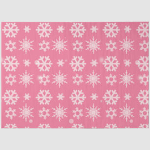 Pink and White Snowflakes Christmas Tissue Paper