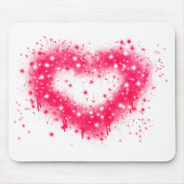 Pink and white sparkling graffiti heart mouse pad (Front)