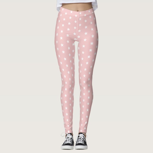 Pink and white stars leggings (Front)