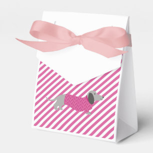 Pink and White Stripe  Dachshund Party Favour Bag Box