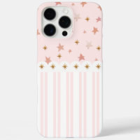 Pink and White Stripe Gold Stars Paris Inspired