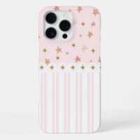 Pink and White Stripe Gold Stars Paris Inspired