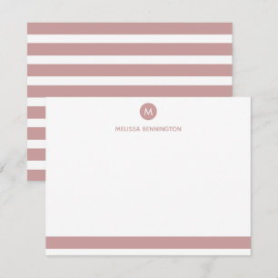 Pink and White Stripe Monogram Personalised Card