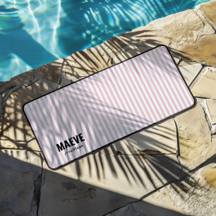 Pink and white stripe personalised modern elegant desk mat
