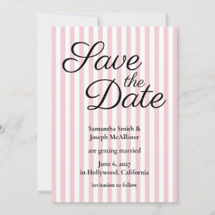 Pink and White Stripe Save The Date