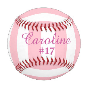 Pink and White Striped Baseball