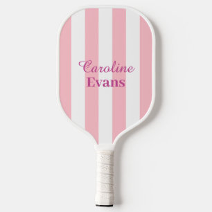 Pink and White Striped Pickleball Paddle