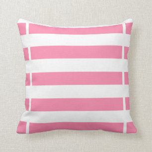 Pink and White Striped Pillow