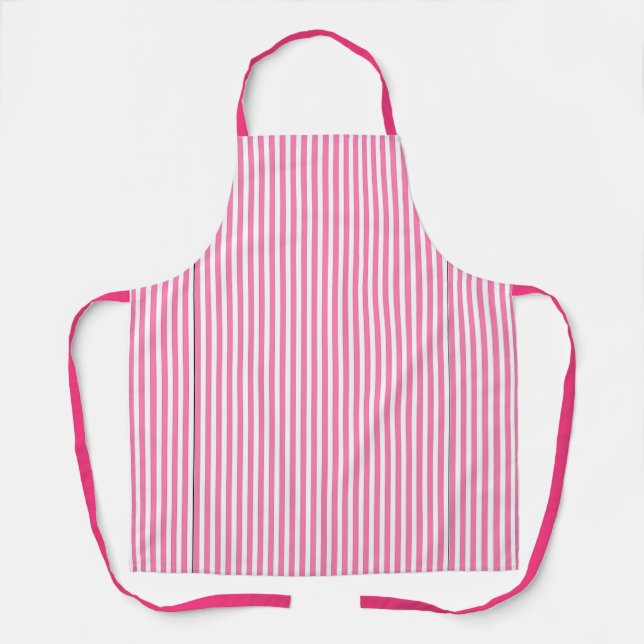 Pink And White Stripes  Apron (Front)