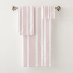 pink and white stripes bath towel set