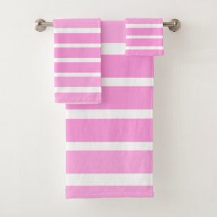 Pink and White Stripes Bath Towel Set