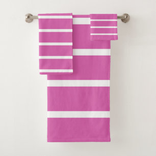 Pink and White Stripes Bath Towel Set