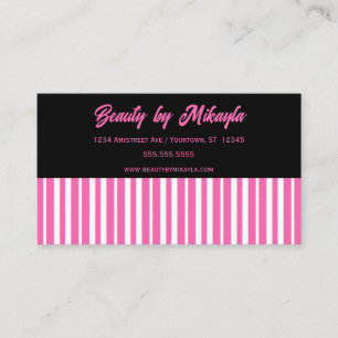 Pink and White Stripes Beauty Style Salon Business Card