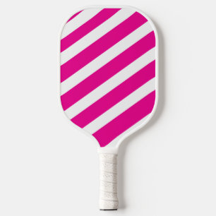 Pink and White Stripes Black Monogrammed Pickleball Paddle