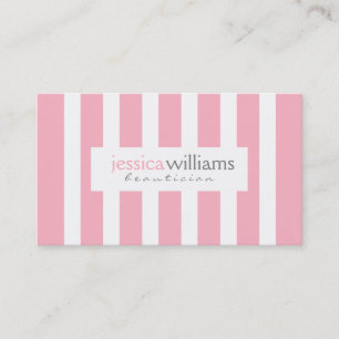 Pink And White Stripes Business Card