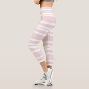 pink and white stripes capri leggings