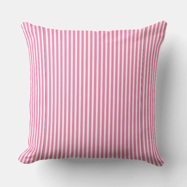 Pink And White Stripes  Cushion (Front)
