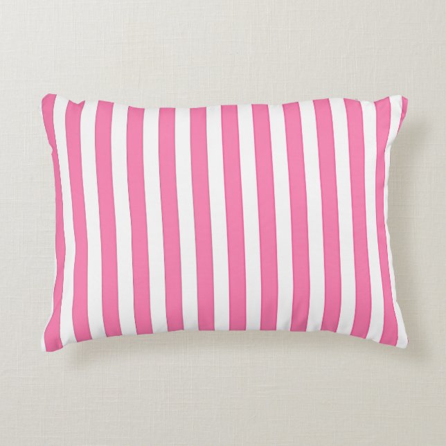 Pink And White Stripes Decorative Cushion (Front)