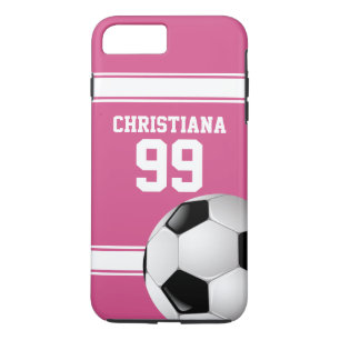 Pink and White Stripes Jersey Soccer Ball Case-Mate iPhone Case