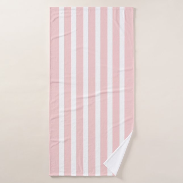Pink and white stripes pattern bath towel set (Bath Towel)