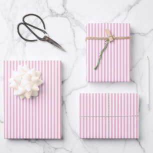 Pink and White Stripes Pattern Wrapping Paper Sheet