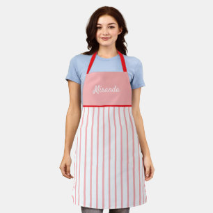 Pink And White Stripes Personalised Apron