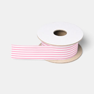 Pink and White Stripes Satin Ribbon