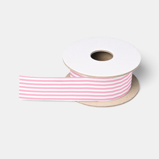 Pink and White Stripes Satin Ribbon (Spool)