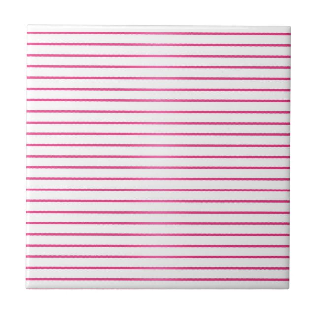 Pink and White Stripes Tile (Front)