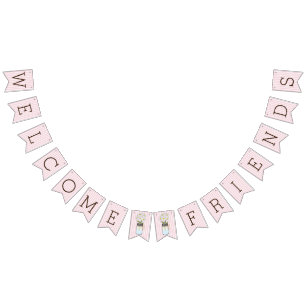 Pink and White Stripes with Mason Jar Baby Shower Bunting