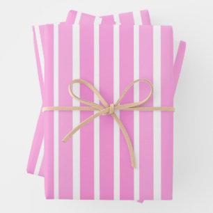 Pink and White Stripes  Wrapping Paper Sheet