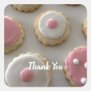 Pink and White Sugar  Cookies Square Sticker