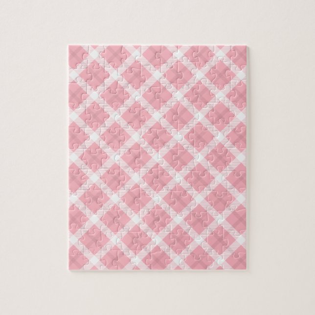 Pink And White Tartan Pattern Jigsaw Puzzle (Vertical)