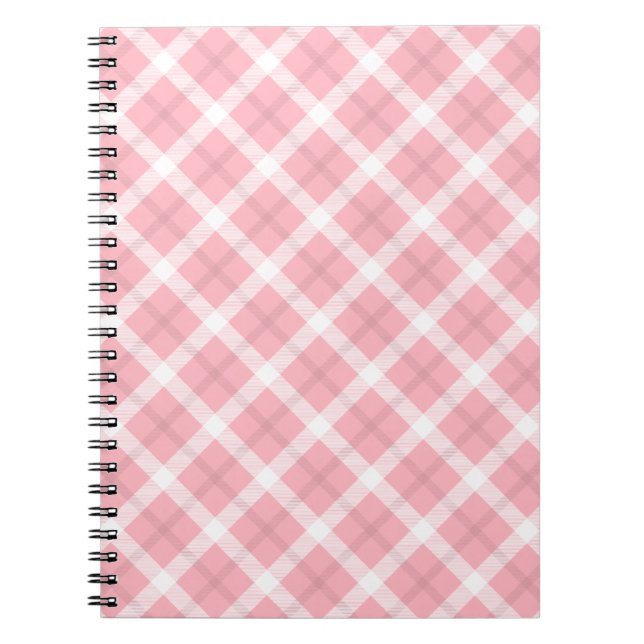 Pink And White Tartan Pattern Spiral Notebook (Front)