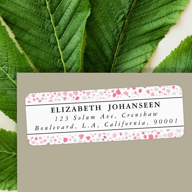 Pink and White Terrazzo Pattern Return Address (Creator Uploaded)