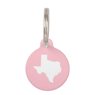 Pink and White Texas Pet Tag