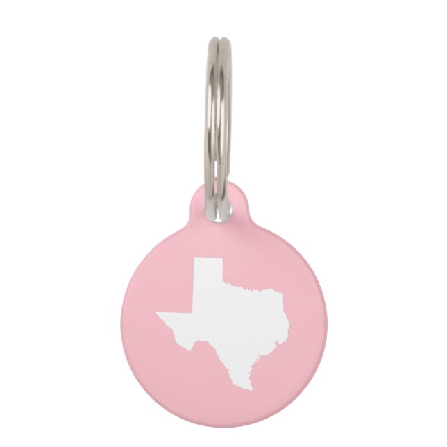 Pink and White Texas Pet Tag (Front)