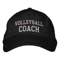 Pink and White Text Volleyball Coach Hat