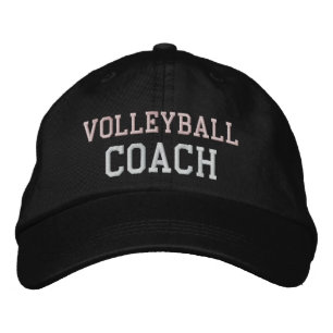 Pink and White Text Volleyball Coach Hat