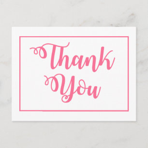 Pink and White Thank You Wedding Party Postcard