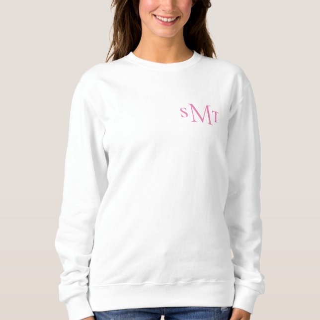 Pink and White Three Letter Monogram Sweatshirt (Front)